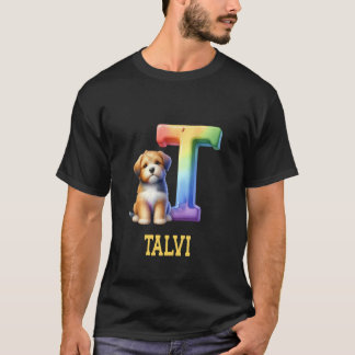 T-shirt Lettre Chiens mignons Talvi Nom Chien arc-en-ciel