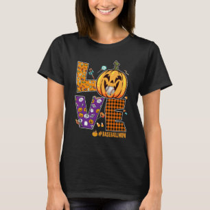 T-shirt Lettre d'amour de mère Baseball Maman Halloween Mo