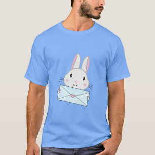 T-shirt Lettre d'amour mignonne et belle lapin tenant