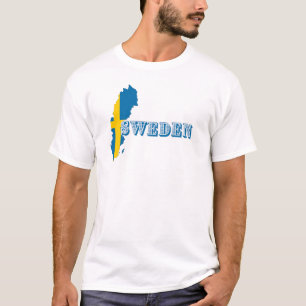 T-shirt LETTRE D'ART suédois moderne Carte Drapeau Souveni