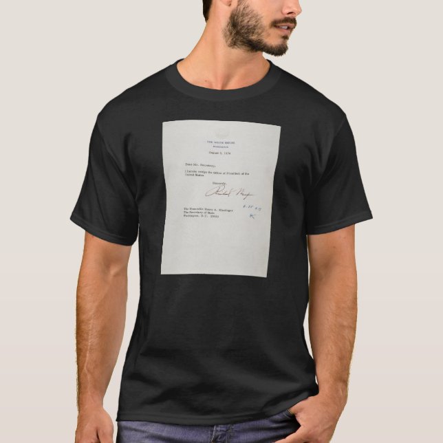 T-shirt Lettre de démission de Richard M. Nixon 1974 (Devant)