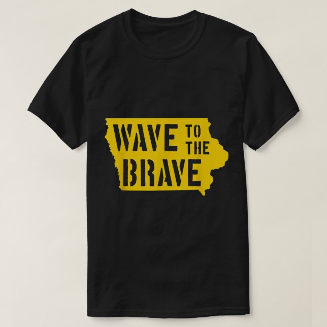 T-shirt Lettre de l'Iowa Wave to the Brave Stencil Gold no (Design devant)