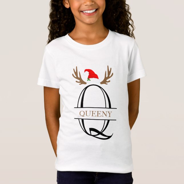 T-Shirt Lettre de Noël personnalisée Q Monogramme fraction (Devant)