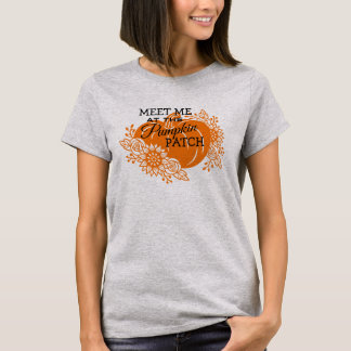 T-shirt Lettre de patchs Citrouille de Thanksgiving de Chu