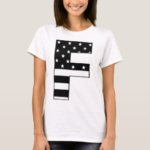 T-shirt lettre F de rayure d'étoiles