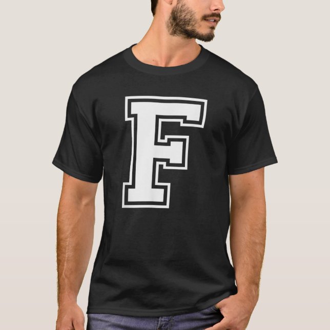 T-shirt Lettre F Majuscule Alphabet Collège Monogramme Var (Devant)