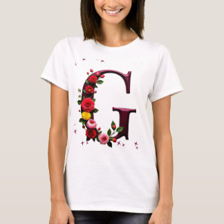 T-shirt Lettre florale illustrée "G"