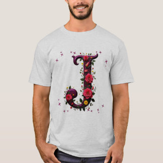 T-shirt Lettre florale illustrée "J"
