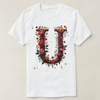 T-shirt Lettre florale illustrée "U"