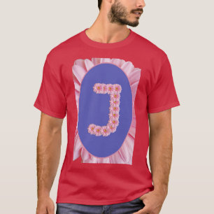 T-shirt LETTRE Florale J Pink Gerbera Daisy Monogramme