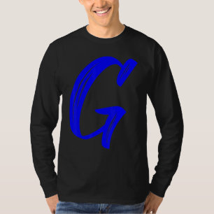 T-shirt Lettre G Alphabet Grande Initiale Graphique Bleue