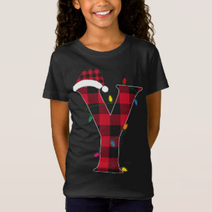 T-Shirt Lettre géniale Y Nom initial Buffalo Plaid Christ