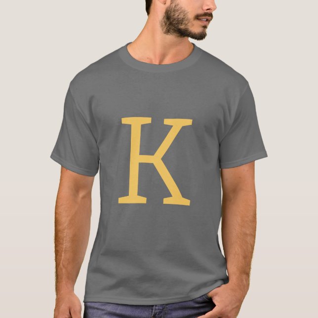 T-shirt Lettre initiale gris foncé Monogramme Moderne Desi (Devant)