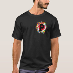 T-shirt Lettre initiale personnalisée P de sensibilisation
