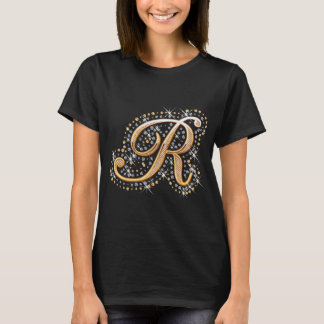 T-shirt Lettre initiale R de monogramme d'or