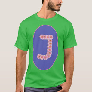 T-shirt Lettre J rose Gerbera Daisy Monogramme