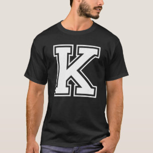 T-shirt Lettre K Majuscule Alphabet Collège Varsity Monogr