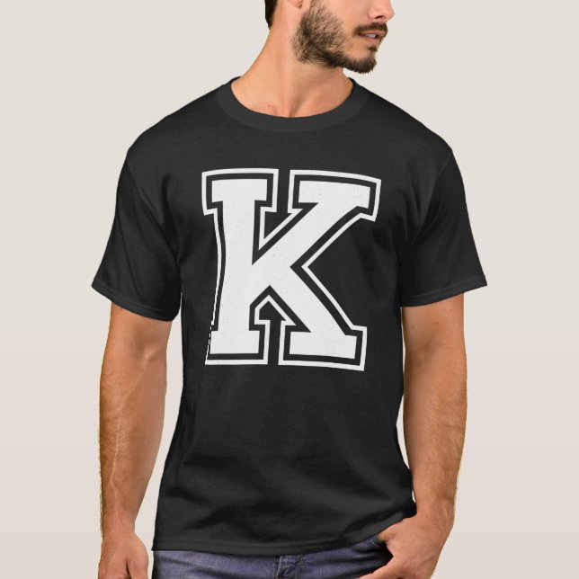 T-shirt Lettre K Majuscule Alphabet Collège Varsity Monogr (Devant)