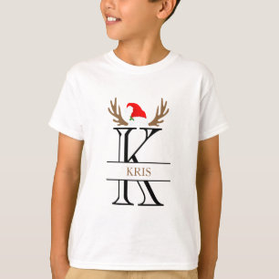 T-shirt Lettre K personnalisée monogramme bois de cerf Noë