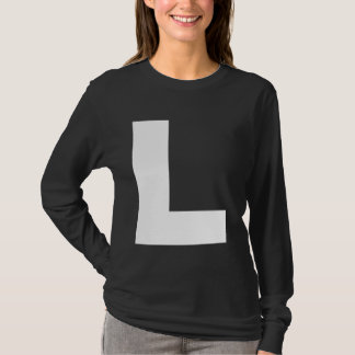 T-shirt Lettre L Majuscule Plaque Blanc Gras