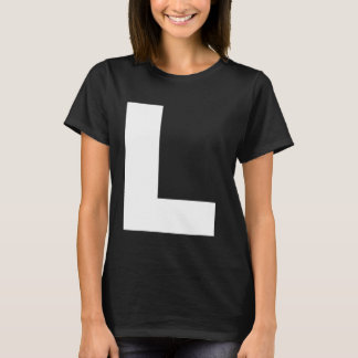 T-shirt Lettre L Majuscule Plaque Blanc Gras
