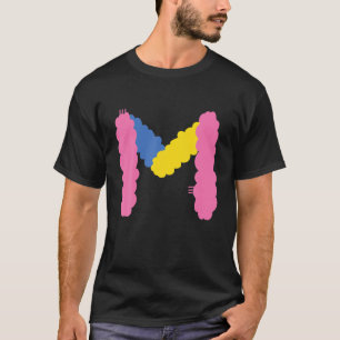 T-shirt LETTRE-M alphabet blanc Caractère-M