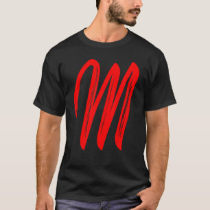 T-shirt Lettre M Alphabet Grand Rouge Graphique Initial