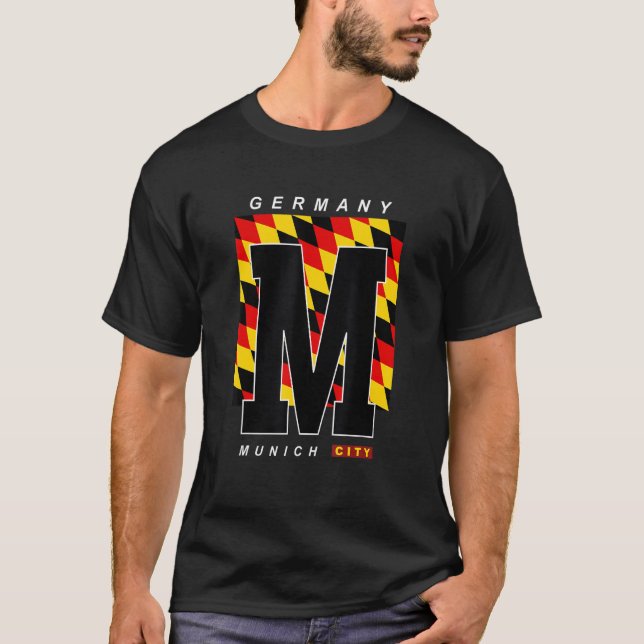 T-shirt Lettre M avec Motif couleur drapeau allemand sans  (Devant)