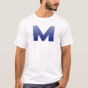 T-shirt Lettre M de ligne bleu élégant