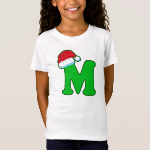 T-Shirt Lettre M Père Noël Père Noël Alphabet Casquette du