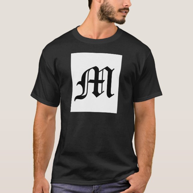 T-shirt Lettre M Vieux texte anglais sur le Arrière - plan (Devant)