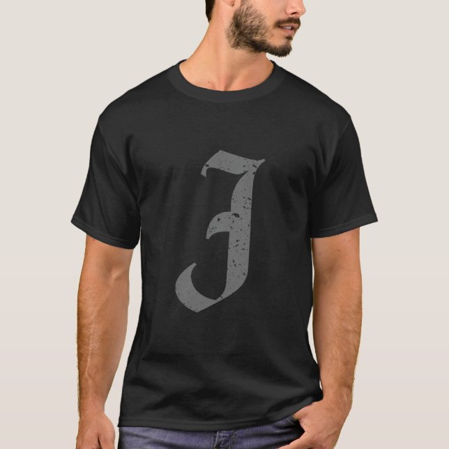 T-shirt LETTRE MAJUSCULE Calligraphique J GRAUNGE (Devant)