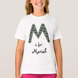 T-shirt Lettre mignonne M Design Filles personnalisées Nom