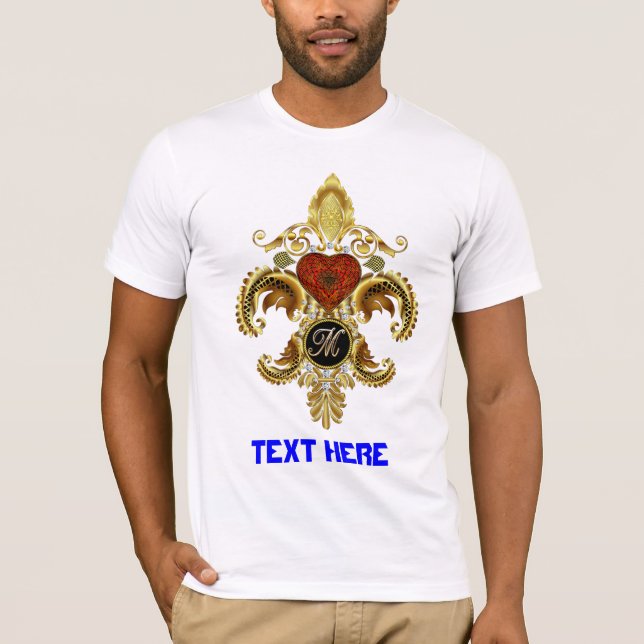 T-shirt Lettre Monogramme Fleur-de-lis "M" Choisissez votr (Devant)