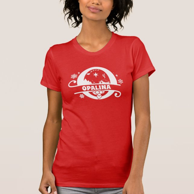 T-shirt Lettre O Noël Monogramme Nom initial Rouge (Devant)