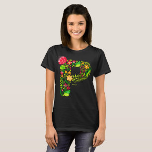 T-shirt lettre P en fleurs