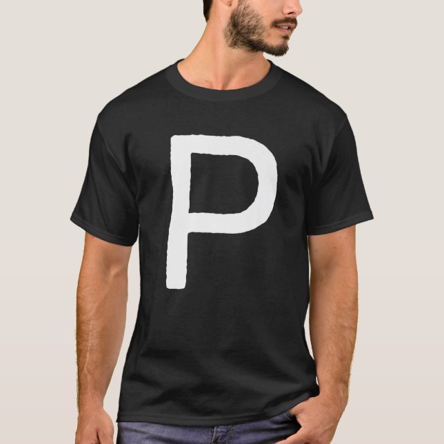 T-shirt Lettre P Hommes Monogramme femmes Graphique Rétro  (Devant)