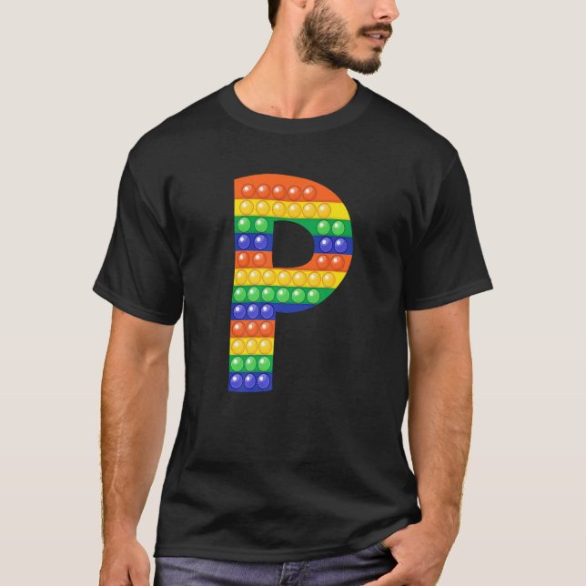 T-shirt LETTRE P MAJUSCULE Alphabet FICHIER Pop It Matchin (Devant)
