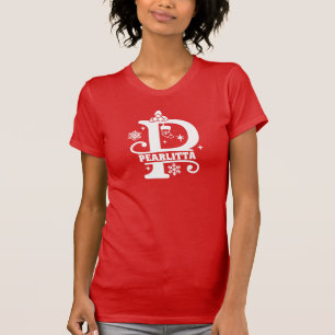 T-shirt Lettre P Noël Monogramme Nom initial Rouge