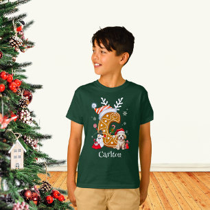 T-shirt Lettre pain d'épices Père Noël de Noël à la famill