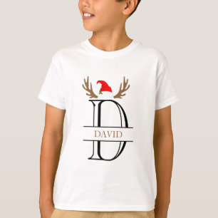 T-shirt Lettre personnalisée monogramme D bois de cerf Noë