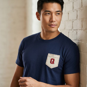 T-shirt Lettre Q - Alphabet de nom initial Pochette latéra
