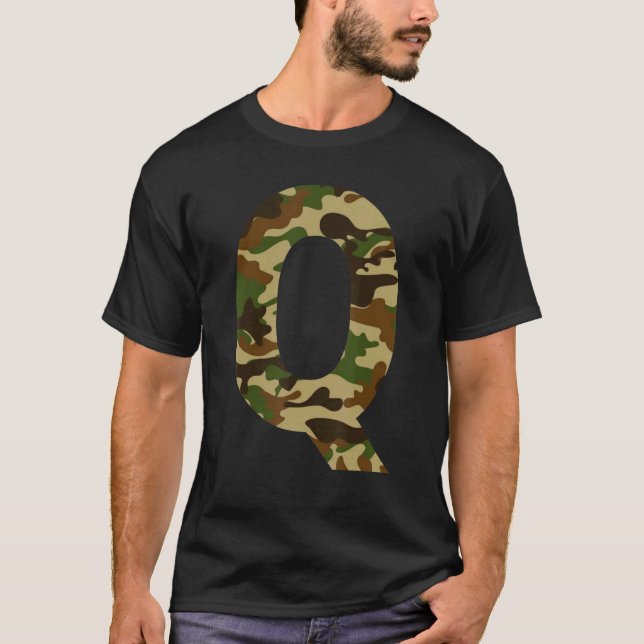 T-shirt Lettre Q - Alphabet majuscule Camouflage initial (Devant)