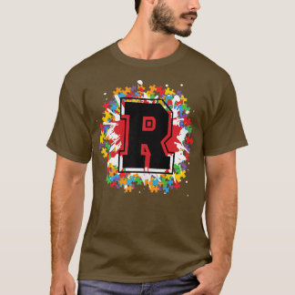 T-shirt Lettre R initiale de Sensibilisation sur l'autisme