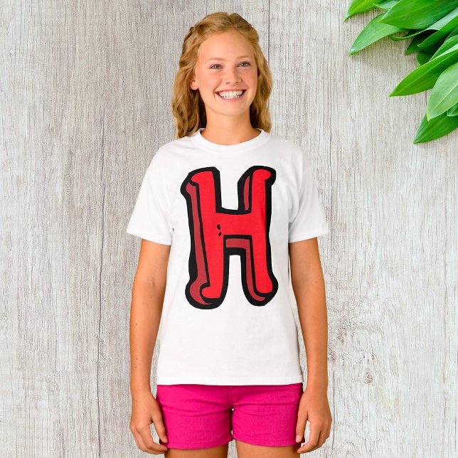 T-shirt Lettre rouge gras H Fun Alphabet (Créateur téléchargé)
