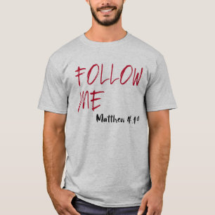 T-shirt Lettre rouge Jésus Citation : Suivez-moi