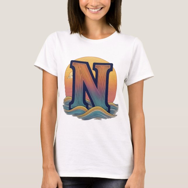T-shirt Lettre Sunset Waves 'N' Retro (Devant)