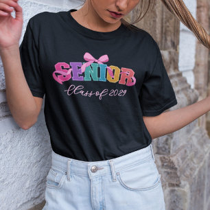T-shirt Lettre universitaire à ruban rose promotion année