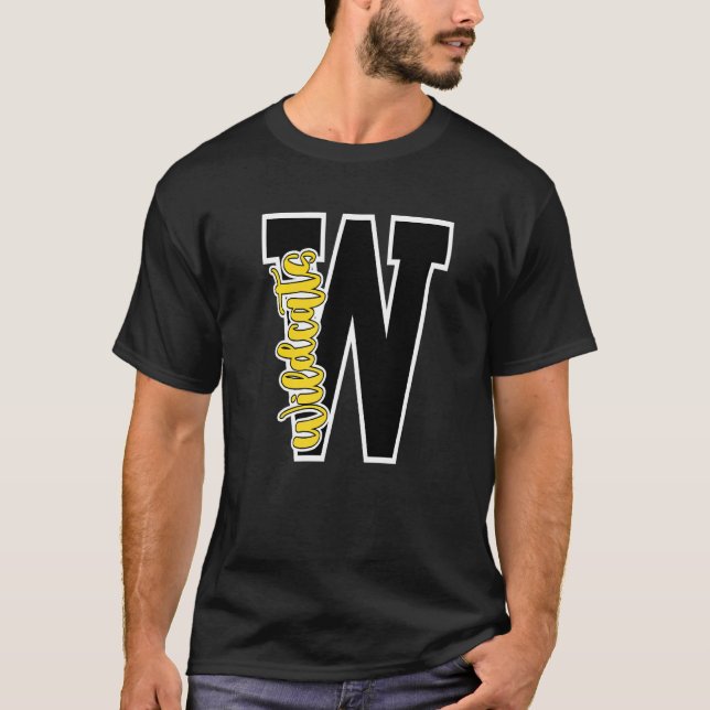 T-shirt LETTRE Wildcats École Esprit Mascotte Jaune Noir (Devant)