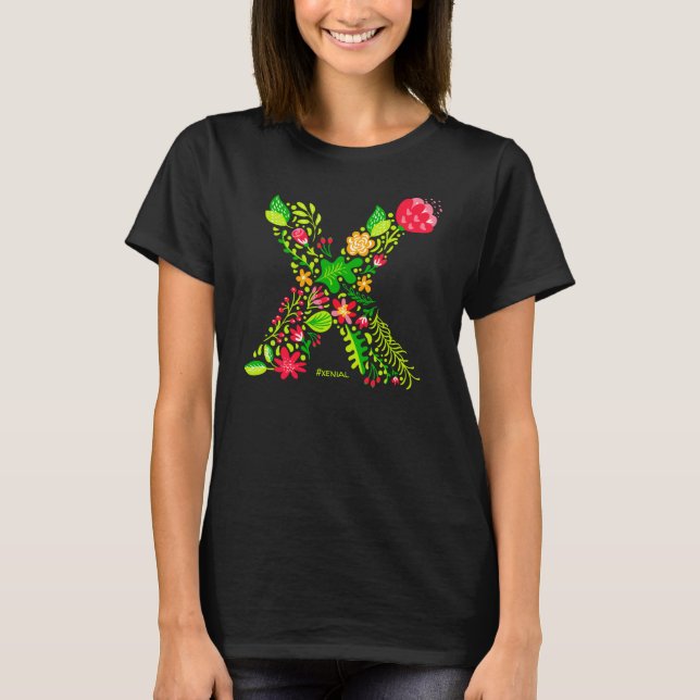 T-shirt lettre x en fleurs (Devant)
